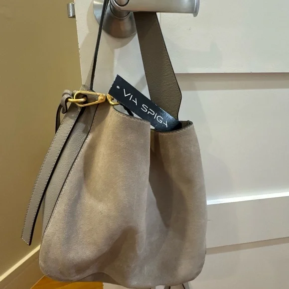 Gray Leather Shoulder Bag - Picture 2 of 3